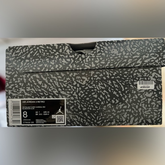 2022 Air Jordan 3 Retro 'Cardinal Red' Size 8 - Picture 7 of 9